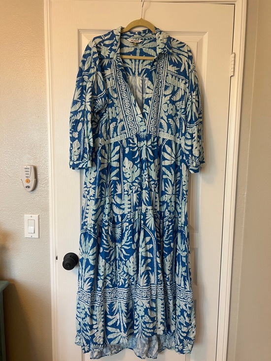 Celandine Dresses & Skirts - NWOT Celandine Blue Floral Maxi Dress with V-Neck XLpetite